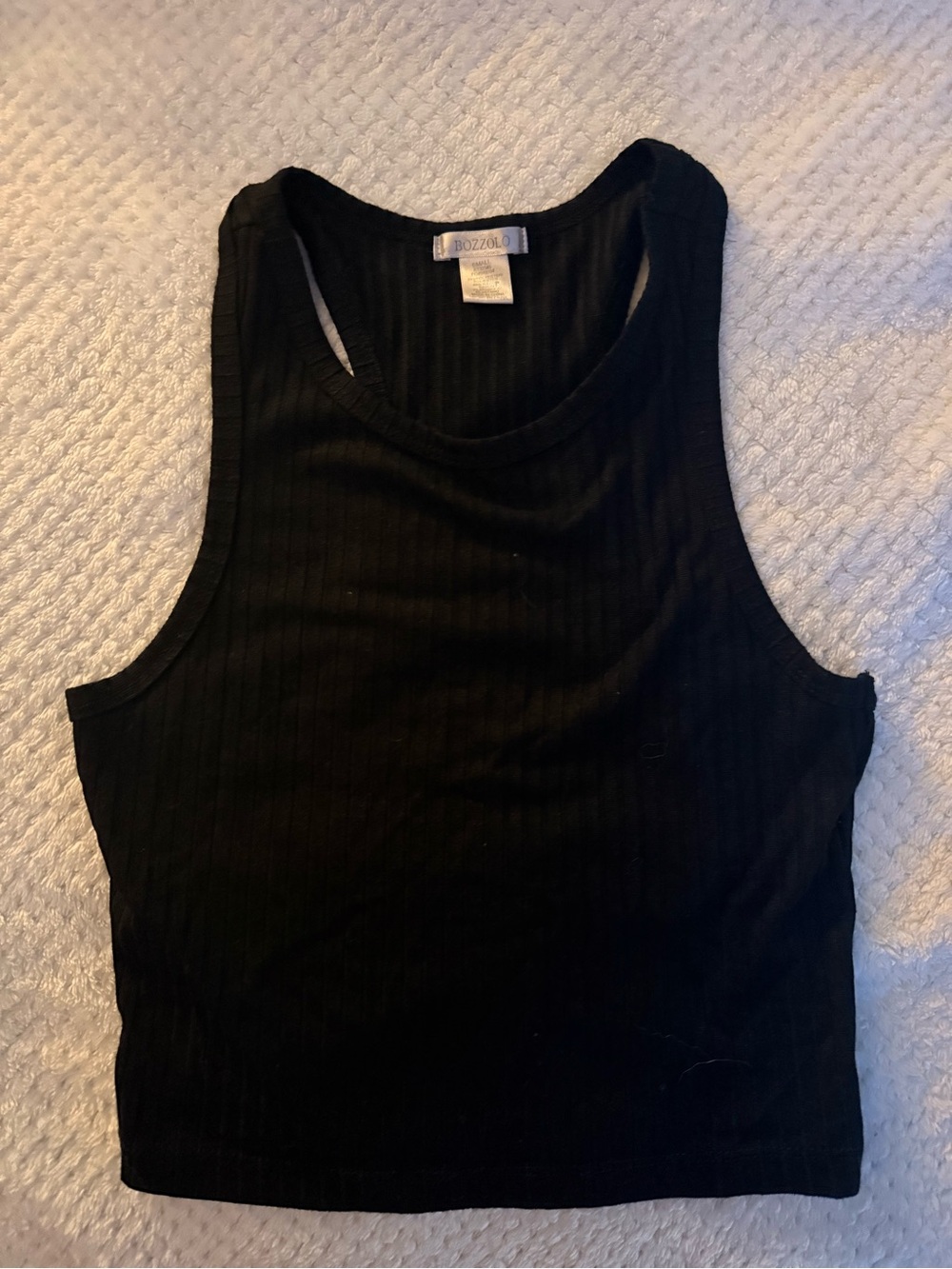 Bozzolo Black Ribbed Sleeveless Racerback Crop Top Racerback Crop Tank Top